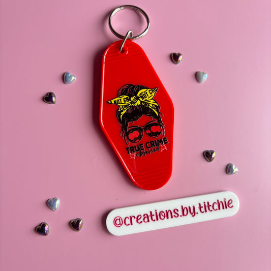 Motel Keyring - Red "True Crime Obsessed"