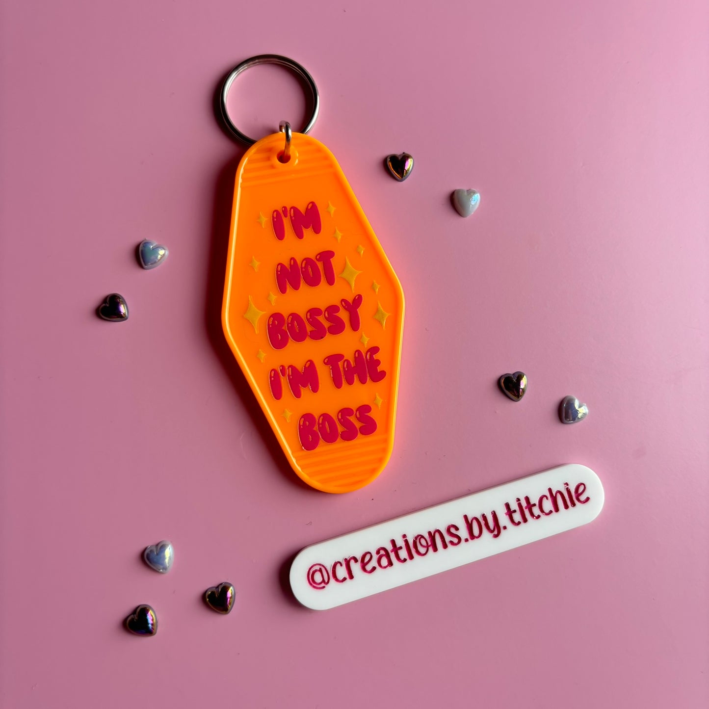 Motel Keyring - Orange "I'm not bossy, I'm the boss"