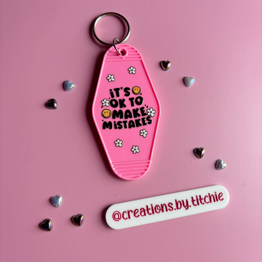Motel Keyring - Pink "It's ok to make mistakes"