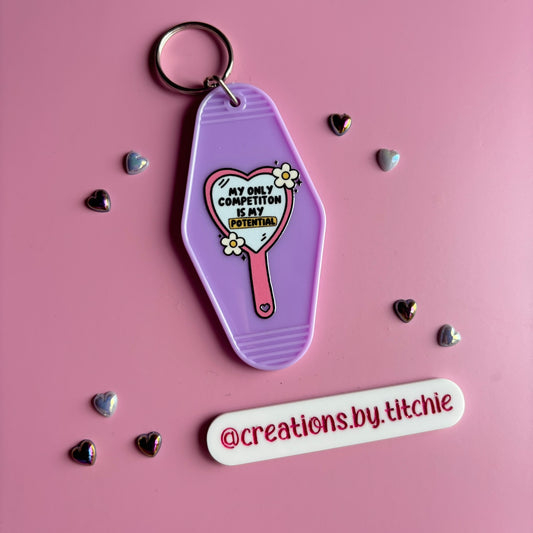 Motel Keyring - Lilac "My only competition is my potential"
