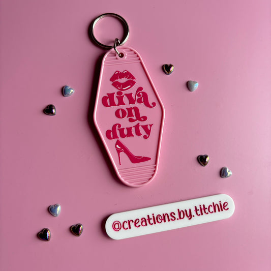 Motel Keyring - Pink "Diva on duty"