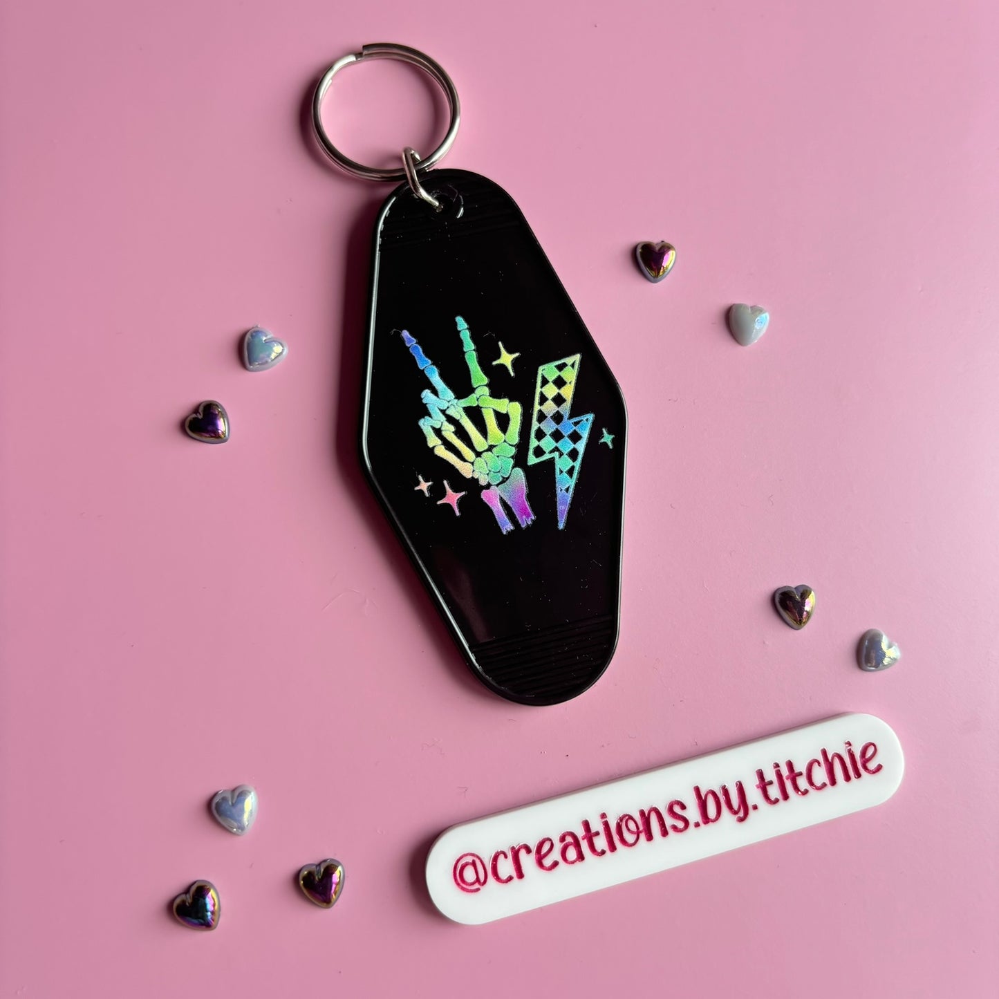 Motel Keyring - Black Rock and Roll Hand
