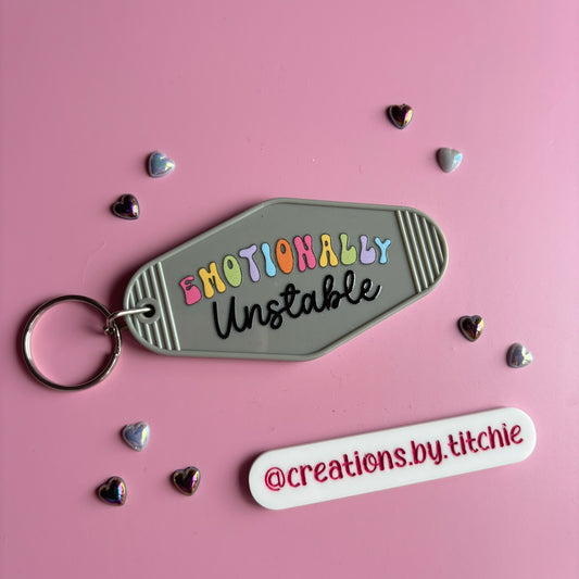 Motel Keyring - Grey "Emotionally Unstable"