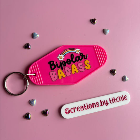 Motel Keyring - Hot Pink "Bipolar Badass"