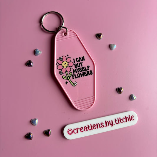 Motel Keyring - Pink "I can buy myself flowers"