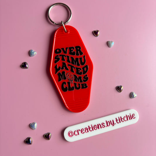 Motel Keyring - Red "Overstimulated Mums Club"