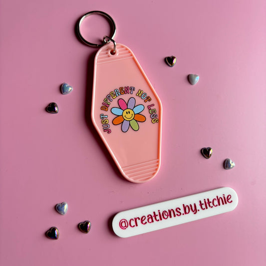 Motel Keyring - Pink "Just Different, Not Less"