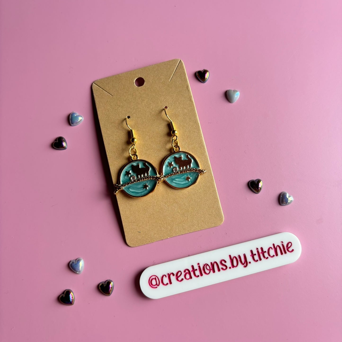 Blue Cat Planet Earrings