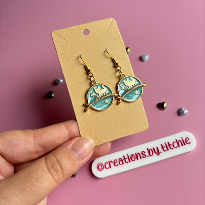 Blue Cat Planet Earrings