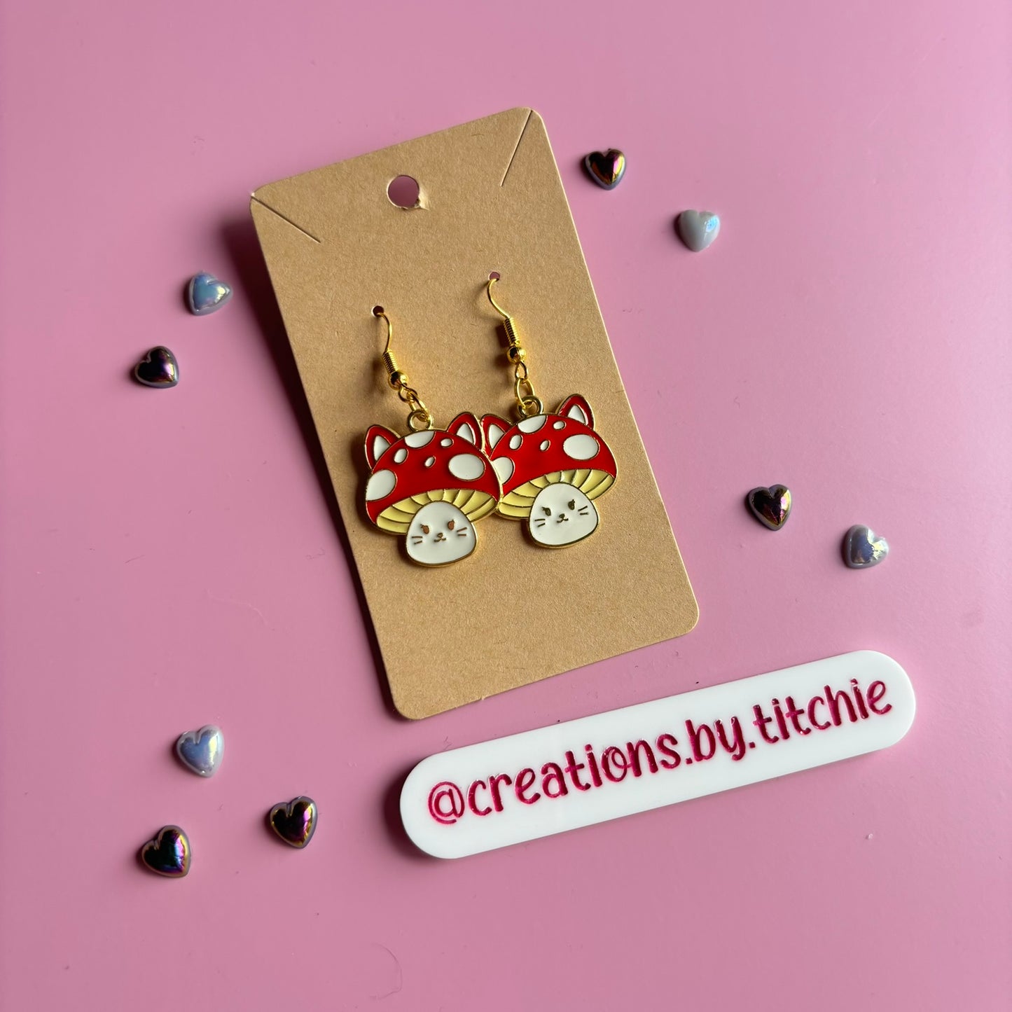 Cat Toadstool Earrings