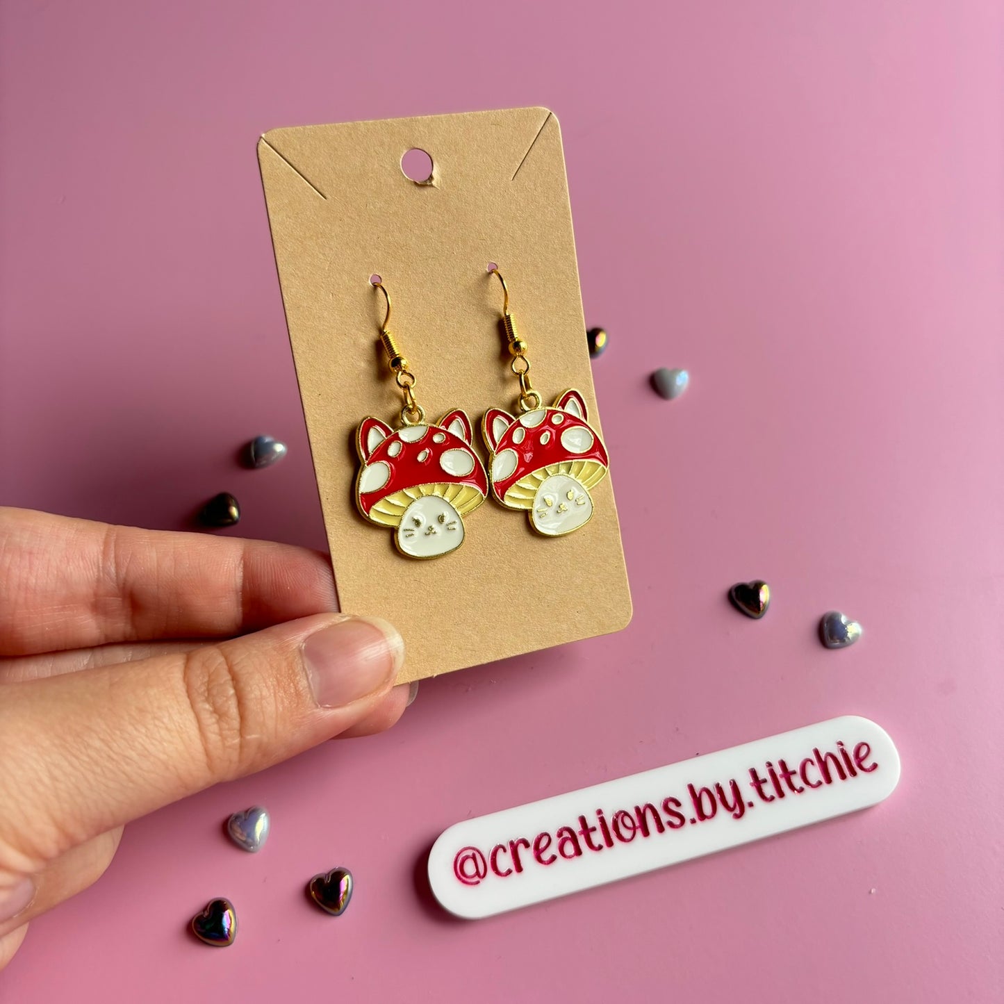 Cat Toadstool Earrings