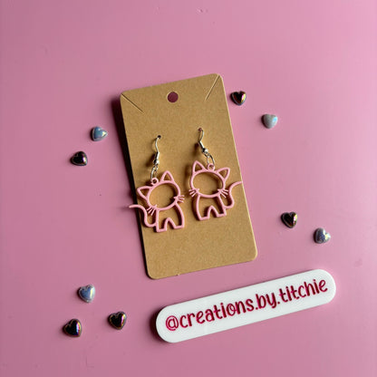 Pink Cat Earrings