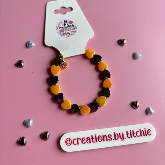 Bracelet - Black and Orange Hearts