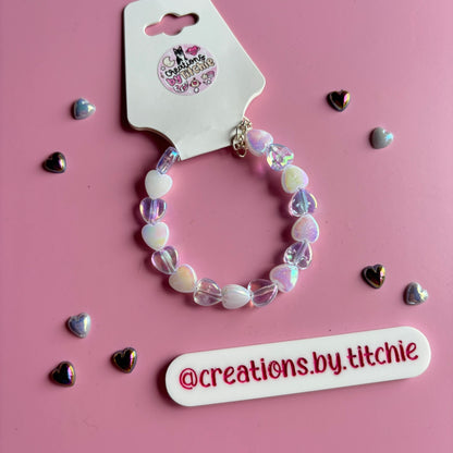 Bracelet - White and Clear Hearts