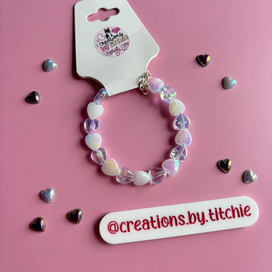 Bracelet - White and Clear Hearts