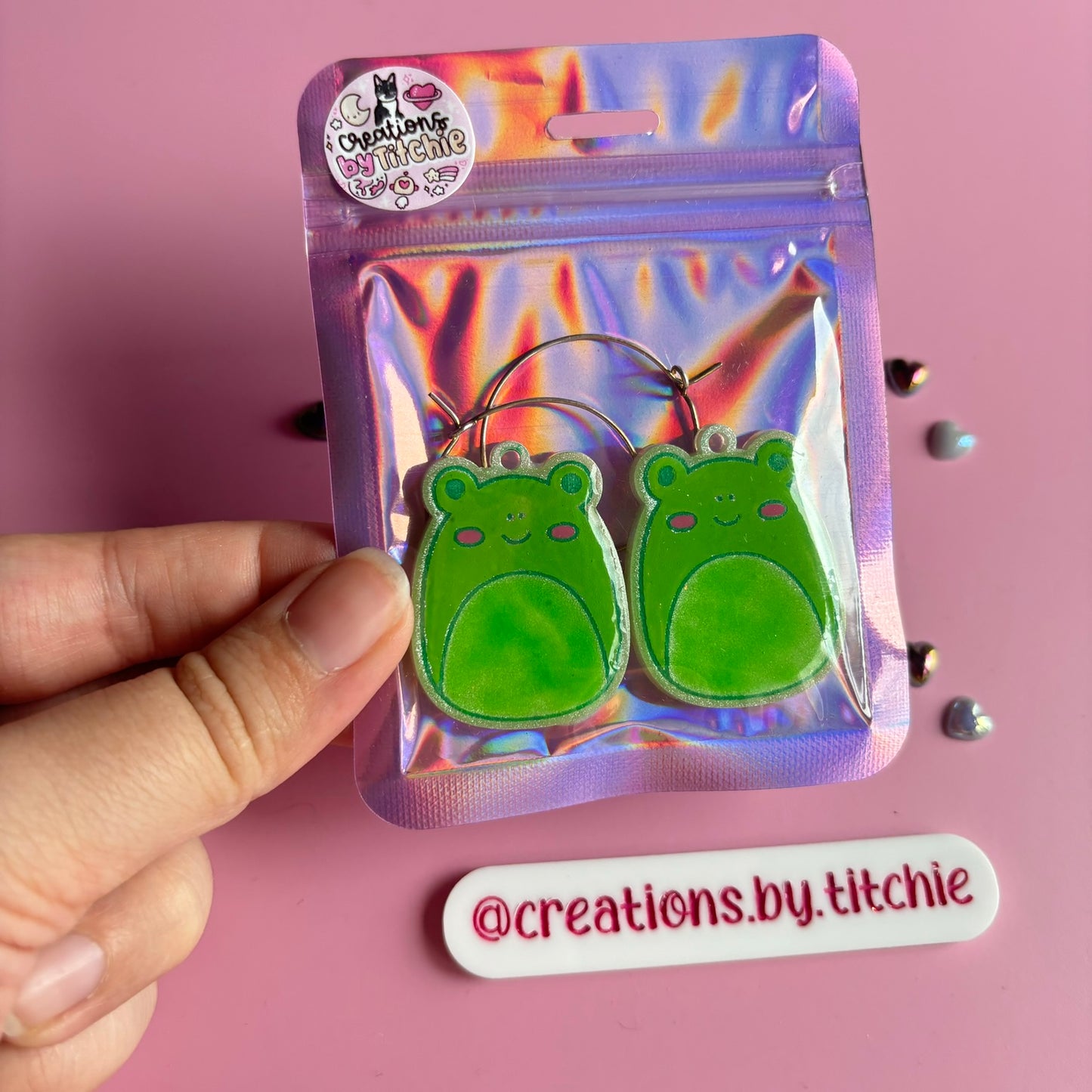 White Frog Squishie Earrings