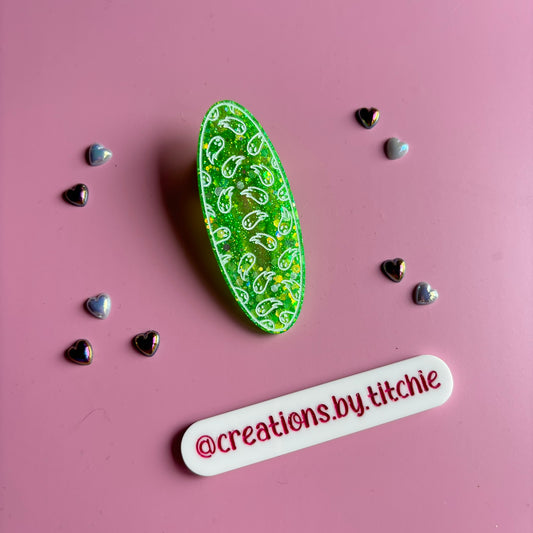 Hair Clip - Green Ghosts