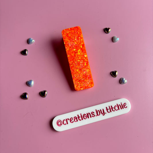 Hair Clip - Holographic Orange Rectangle