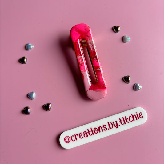 Hair Clip - Mottled Pink Clay