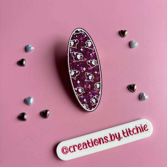 Hair Clip - Purple Skulls