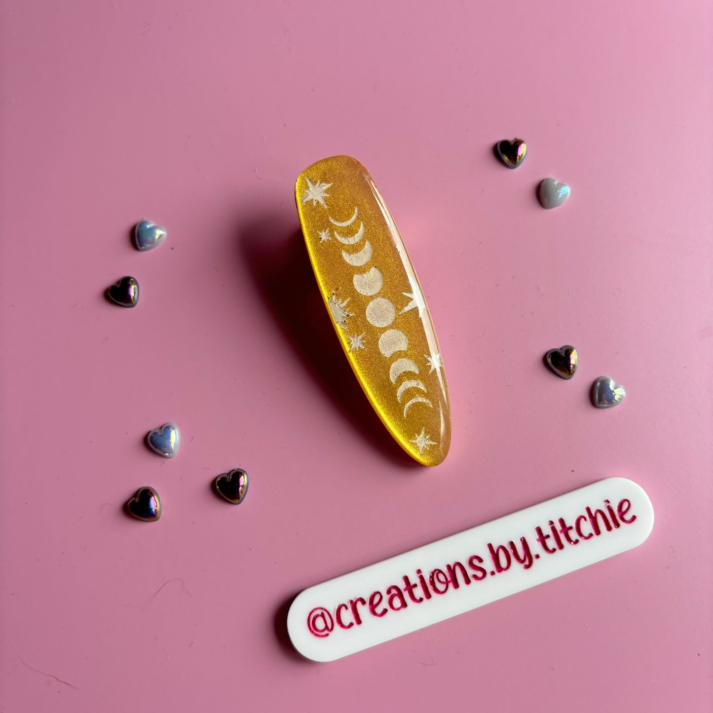 Hair Clip - Gold Celestial Moon Phase