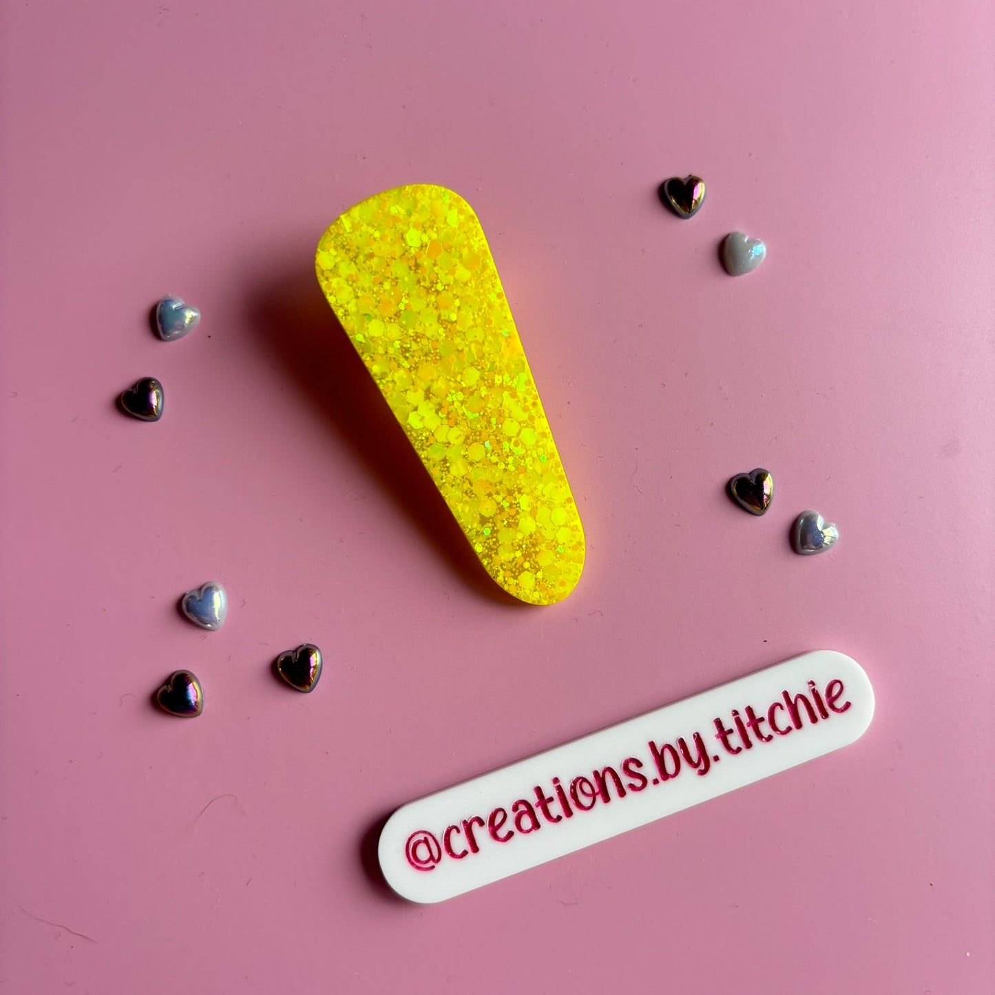 Hair Clip - Holographic Yellow Tear Drop