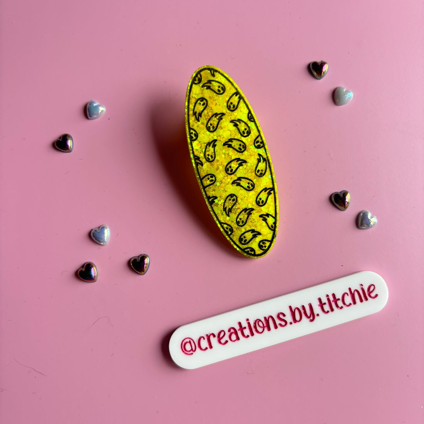 Hair Clip - Yellow Ghosts