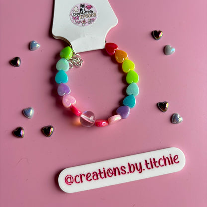Bracelet - Opaque Pastel Rainbow Hearts