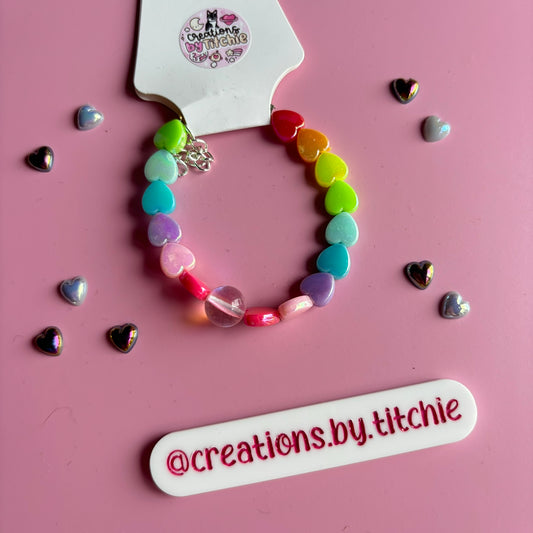 Bracelet - Opaque Pastel Rainbow Hearts