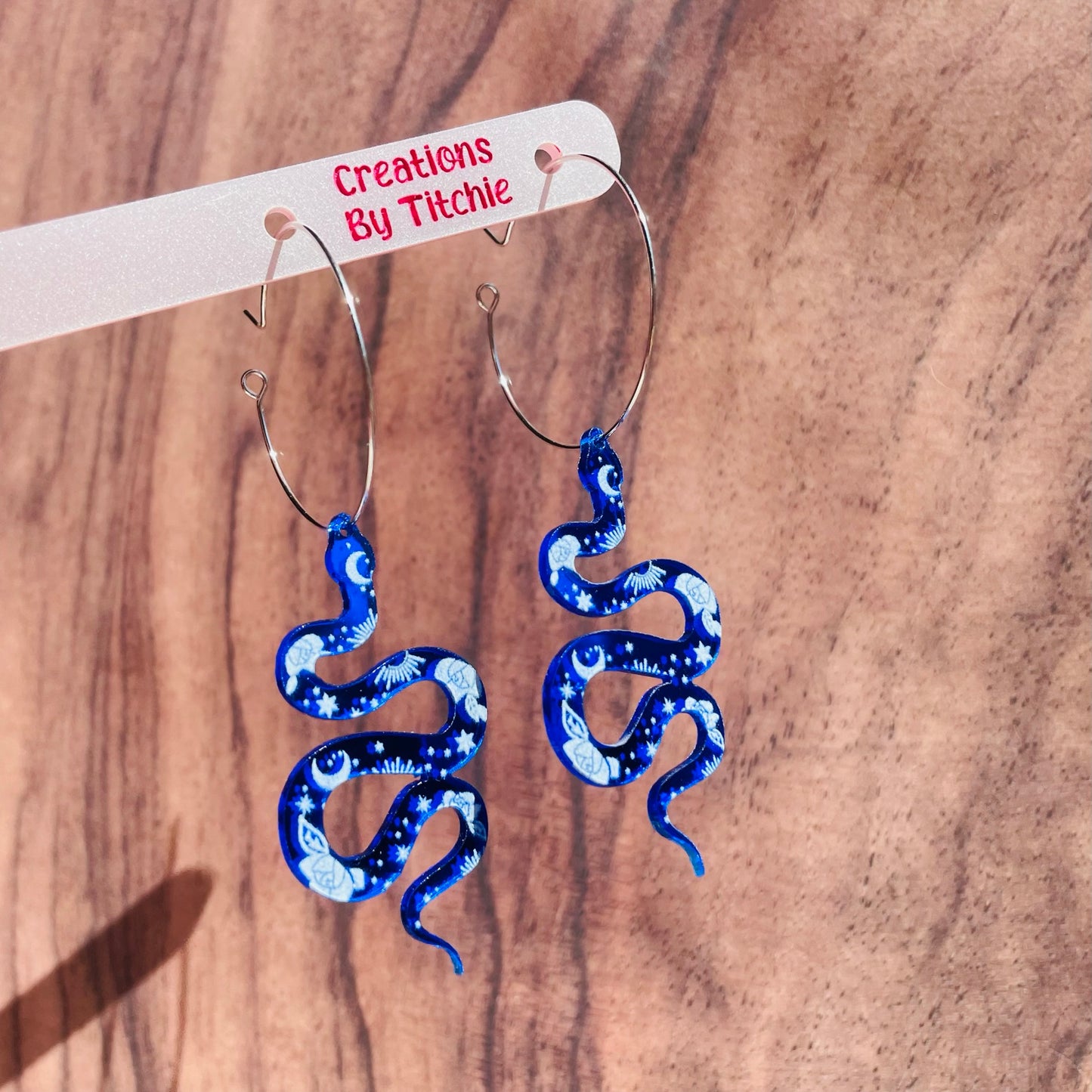 Acrylic Snake Earrings - Blue