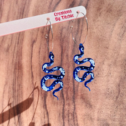 Acrylic Snake Earrings - Blue