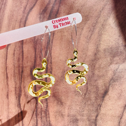 Acrylic Snake Earrings - Gold