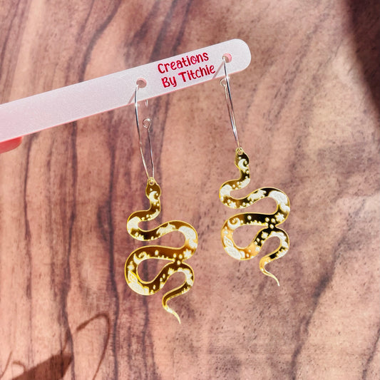 Acrylic Snake Earrings - Gold