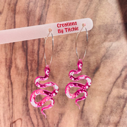 Acrylic Snake Earrings - Pink