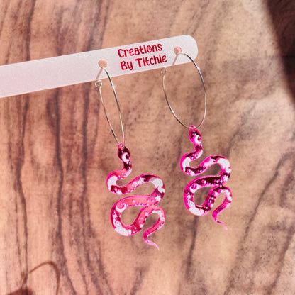 Acrylic Snake Earrings - Pink