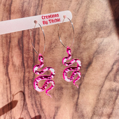 Acrylic Snake Earrings - Pink