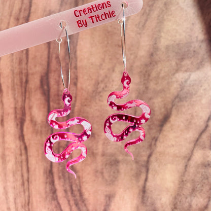 Acrylic Snake Earrings - Pink