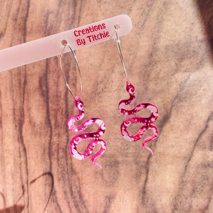 Acrylic Snake Earrings - Pink