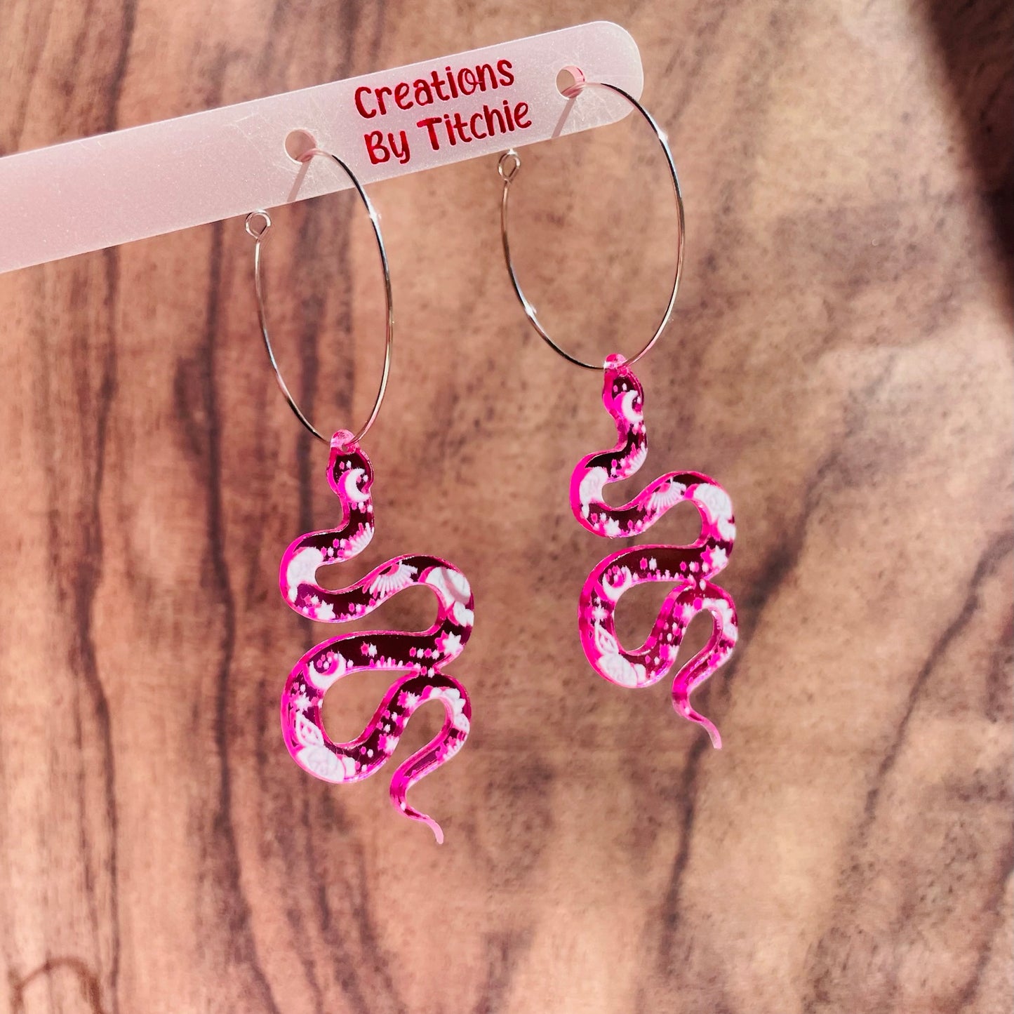 Acrylic Snake Earrings - Pink
