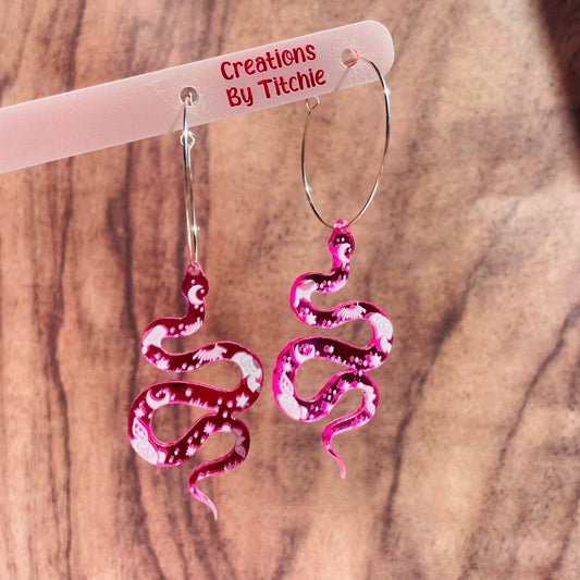 Acrylic Snake Earrings - Pink