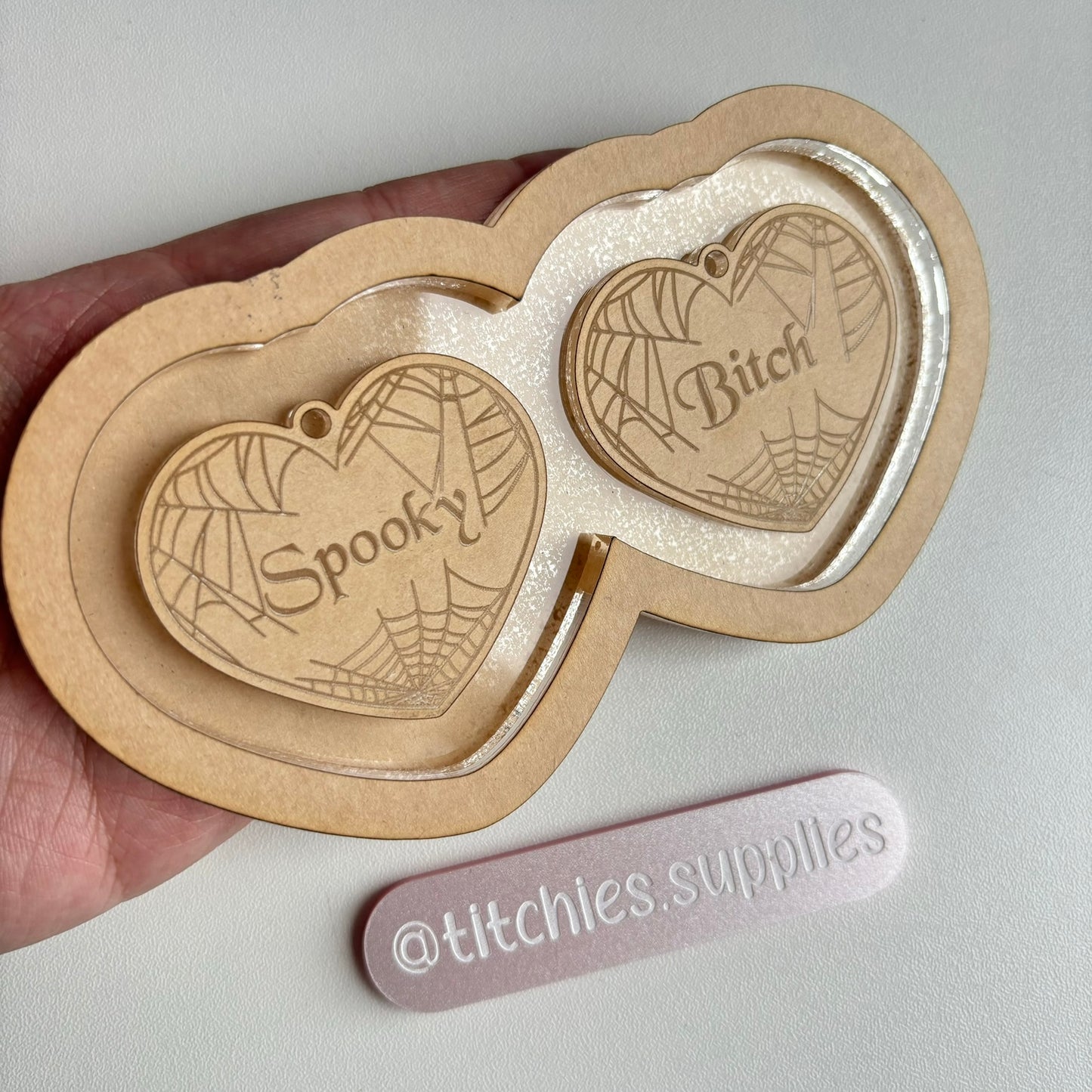 Spooky Bitch Heart Earring Mould