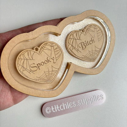 Spooky Bitch Heart Earring Mould