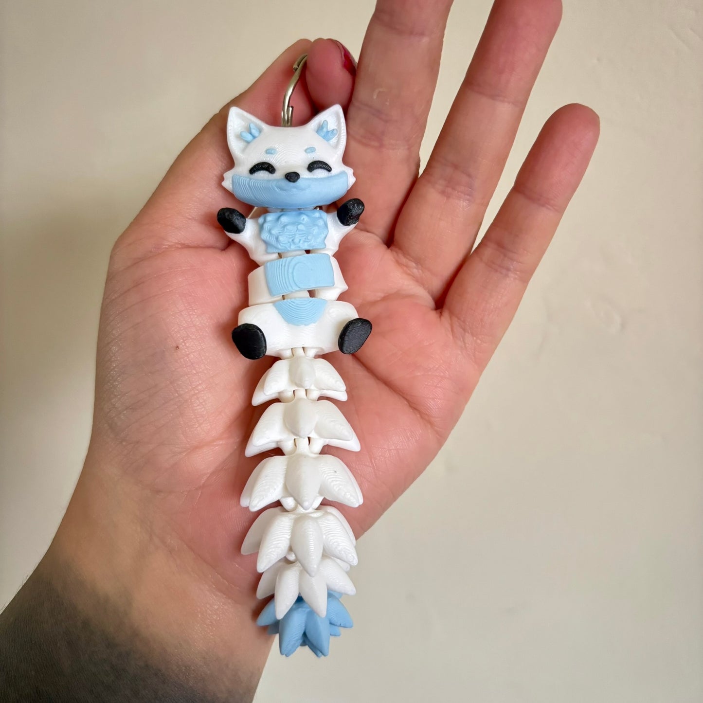 Arctic Fox Fluffy Tails Keyring