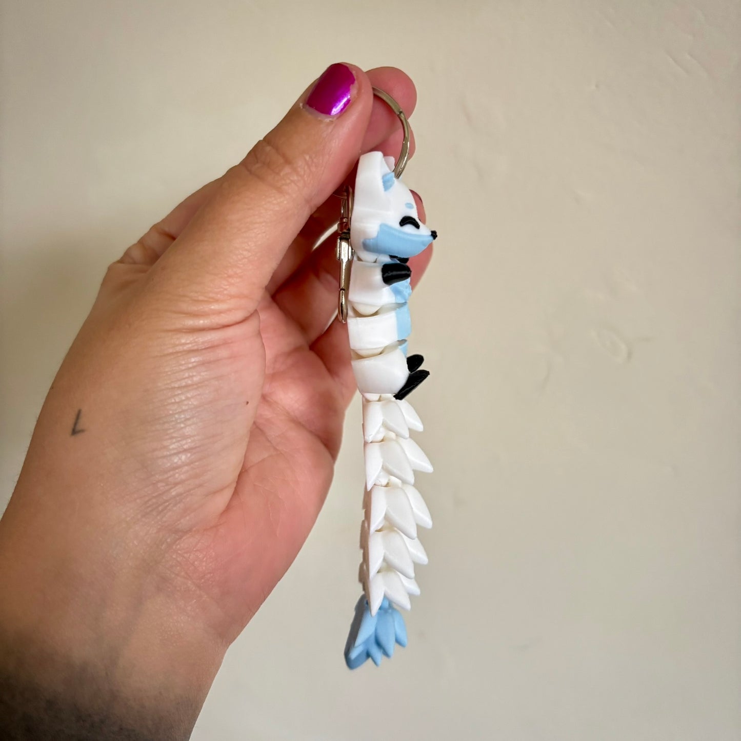 Arctic Fox Fluffy Tails Keyring