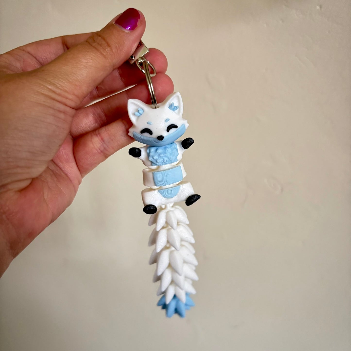 Arctic Fox Fluffy Tails Keyring