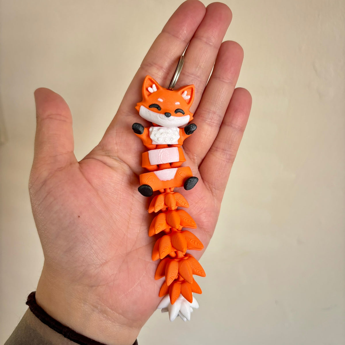 Red Fox Fluffy Tails Keyring