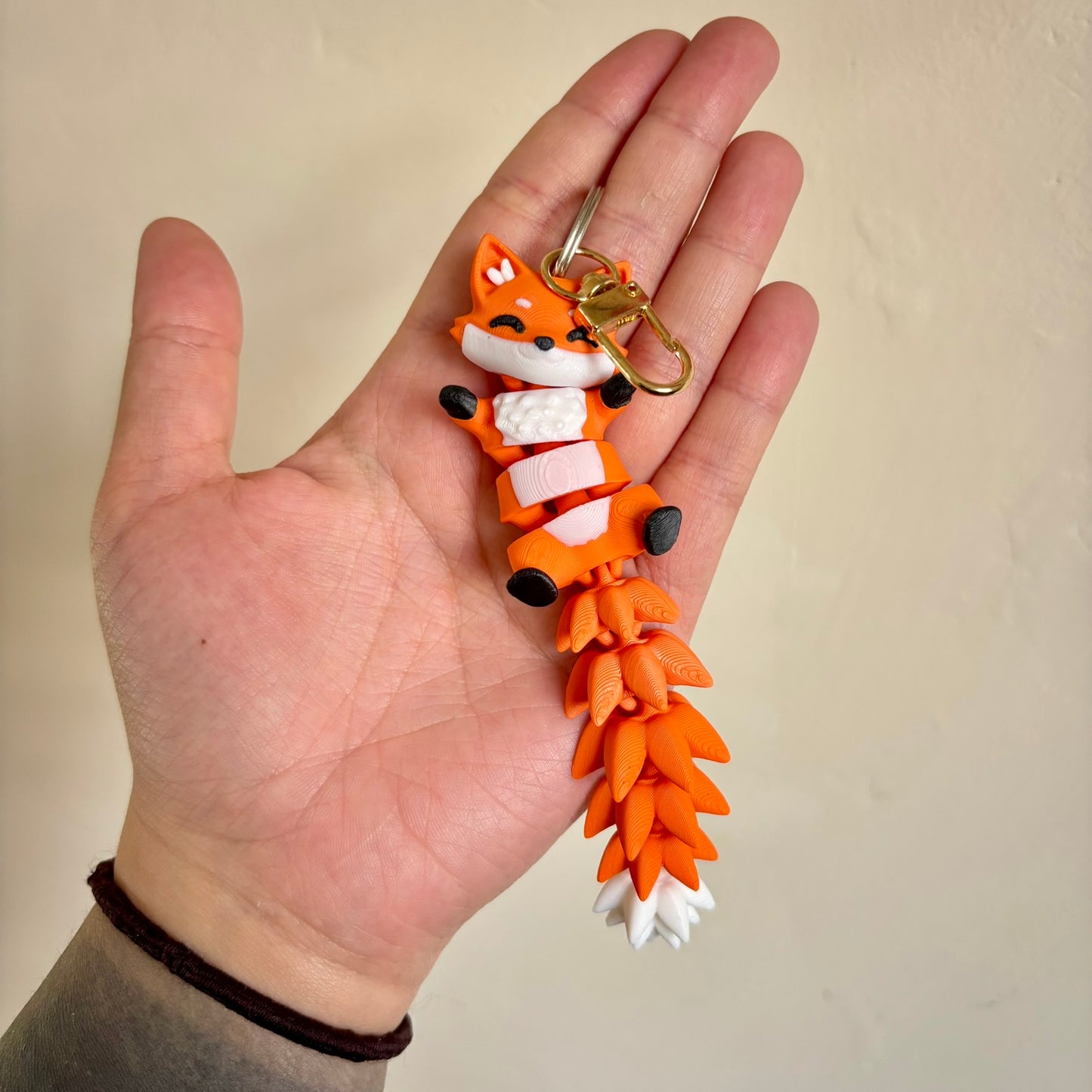 Red Fox Fluffy Tails Keyring
