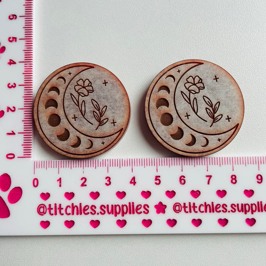 Floral Moon Earring Mould, 5mm Thick