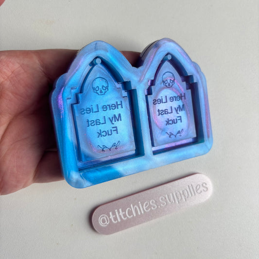 2 Layer "Here lies my last fuck" Earring Mould