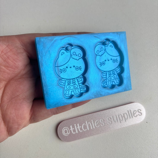 Cute Skeleton Kitty Cat Earring Mould